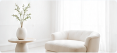 Bright consultation room with a chair and small table